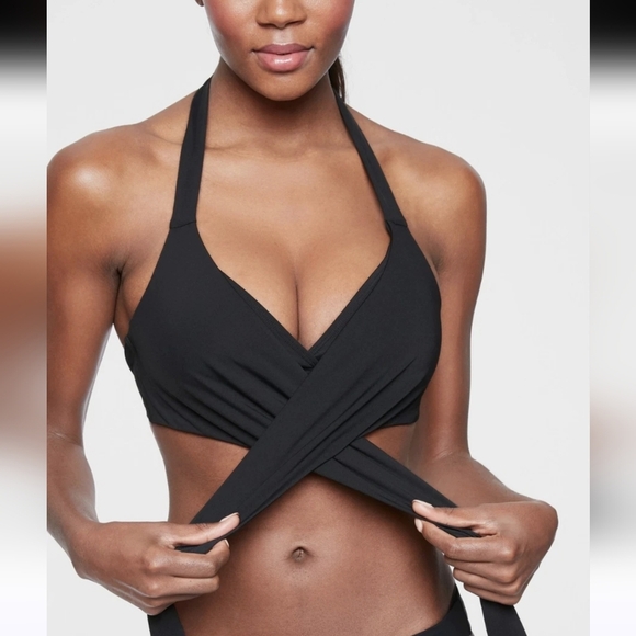 ATHLETA Bra Cup Wrap Bikini Top In Red. Size 32B/C - Picture 5 of 11